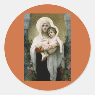 Die Madonna der Rose von Bouguereau (1903) Runder Aufkleber
