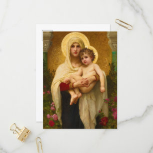Die Madonna der Rosen von William Bouguereau Einladungspostkarte
