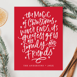 Die Magie des Weihnachtsroten Non-Fotos Feiertagspostkarte