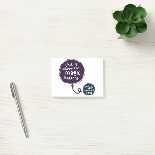 Die Magie passiert außerhalb Ihrer Komfortzone Post-it Klebezettel (Büro)
