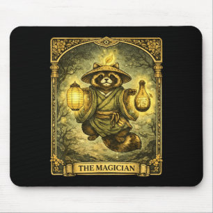 Die Magier Tarotkarte Tanuki Yokai Waschbär Mousepad