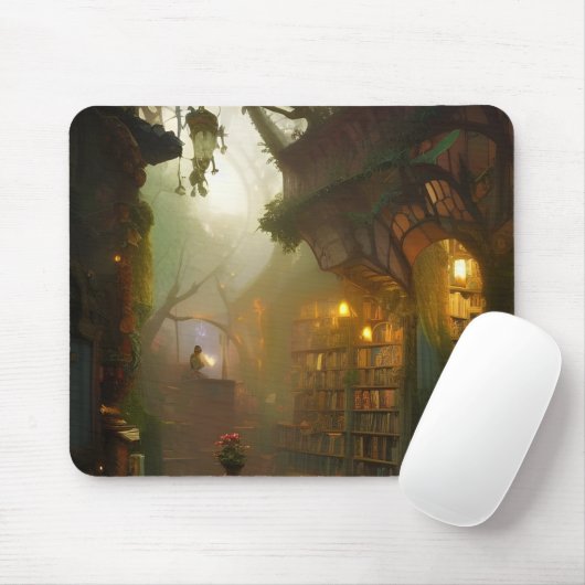 Die magische Buchhandlung Fantasy Art Mousepad (Mit Mouse)