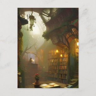 Die magische Buchhandlung Fantasy Art Postkarte