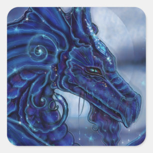 Die "Magische Nacht"-Drachenfantasie von Renee Lav Quadratischer Aufkleber