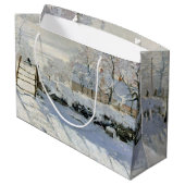 Die Magpie, Monet große Geschenktasche Geschenktüte (Rückseite Schrägansicht)
