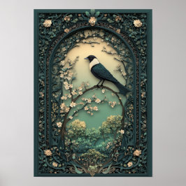 Die Magpie | Waldkunst vom Frühling Poster