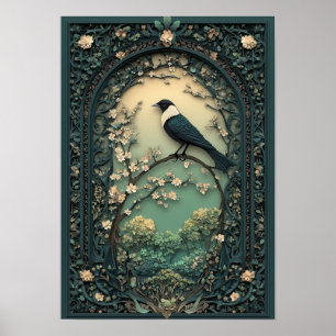 Die Magpie Waldkunst vom Frühling Poster