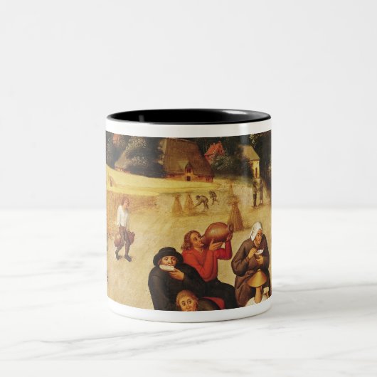 Die Mahlzeit der Erntemaschine Zweifarbige Tasse (Mittel)