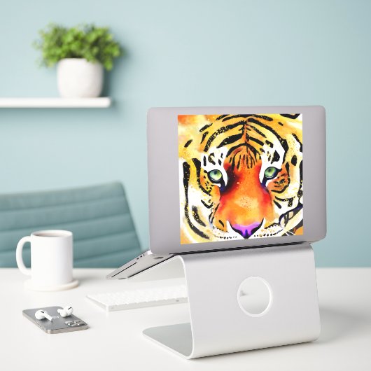 Die Majestät erobern: Ein Tigerblick Aufkleber (Laptop auf Schreibtisch)