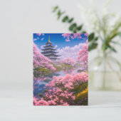 Die majestätischen Tempel- und Kirschblüten Postkarte (Stehend Vorderseite)