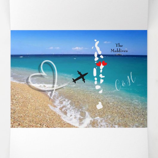 Die Malediven-Hochzeit in Urlaubsort Dreifach Gefaltete Einladung (Innenseite Mitte)