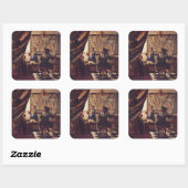 Die Malkunst von Johannes Vermeer Quadratischer Aufkleber (Blatt)