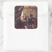 Die Malkunst von Johannes Vermeer Quadratischer Aufkleber (Tasche)