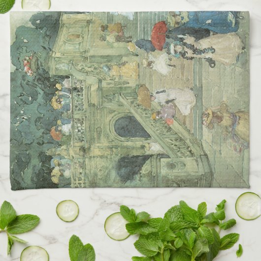 Die Mall, Central Park by Maurice Prendergast Küchentuch (Gefaltet)
