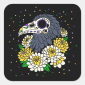 Die Mama & Crow Skull im November Quadratischer Aufkleber (Vorderseite)