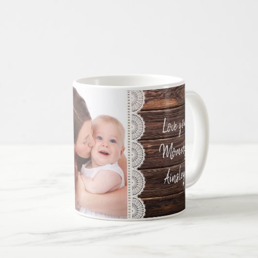 Die Mama-der Mutter der rustikale Spitze-Welt Kaffeetasse (VorderseiteRechts)