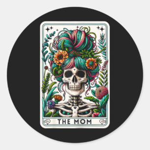 Die Mama Tarot Card Skeleton Mütter Tag Hexe Mama Runder Aufkleber