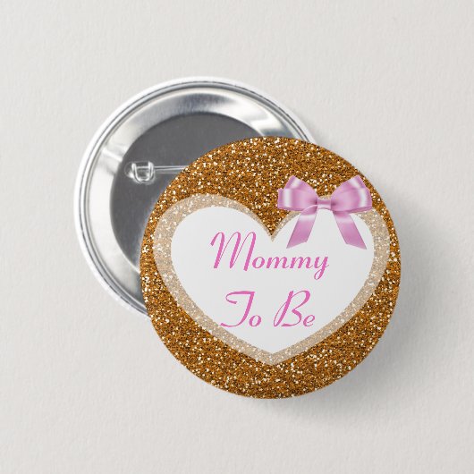 Die Mama, zum Gold und rosa Babyparty zu sein Button (Vorne & Hinten)