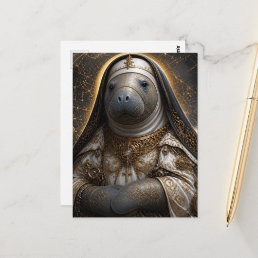 Die Manatee-Nonne Postkarte (Vorderseite/Rückseite Beispiel)