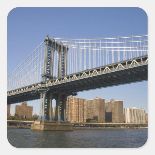 Die Manhattan-Brücke über den East River 2 Quadratischer Aufkleber (Vorderseite)