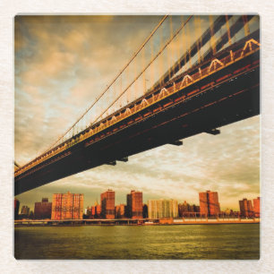 Die Manhattan-Brückenansicht von Brooklyn-Seite Glasuntersetzer