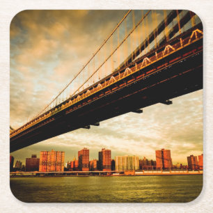 Die Manhattan-Brückenansicht von Brooklyn-Seite Rechteckiger Pappuntersetzer