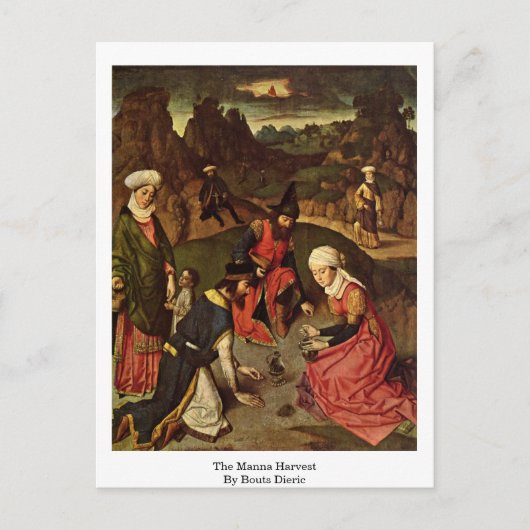 Die Manna Ernte von Bouts Dieric Postkarte (Vorderseite)