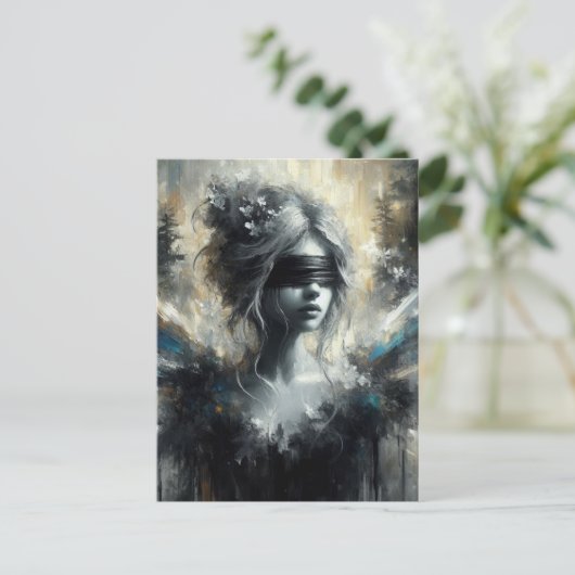 Die Märchen in einer Augenbinde Postkarte (Stehend Vorderseite)