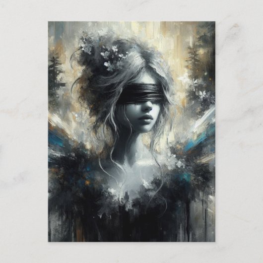 Die Märchen in einer Augenbinde Postkarte (Vorderseite)