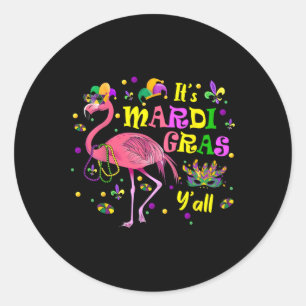Die Mardi Gras Y'all Flamingo Kostüme Girls bemühe Runder Aufkleber