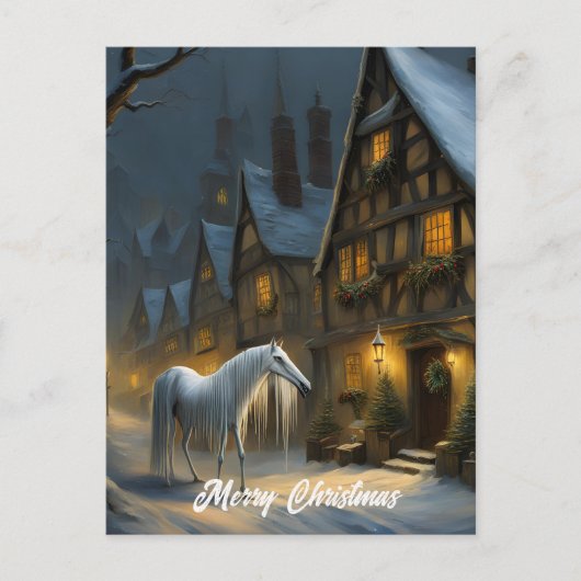 Die Mari Lwyd Winternacht frohe Weihnachten Postkarte (Vorderseite)