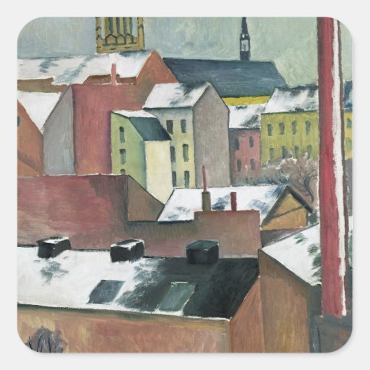 Die Marienkirche in Bonn im Schnee, 1911 Quadratischer Aufkleber (Vorderseite)