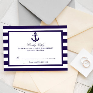 Die maritime Anker-Navy-Streifen Hochzeitskollekti RSVP Karte