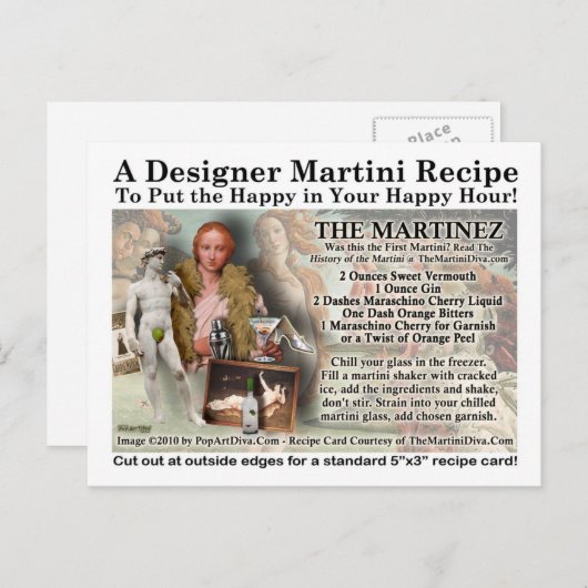 Die Martinez Martini Rezept Postkarte (Vorne/Hinten)