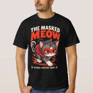 Die maskierte Meow lustige Superhelden-Katze T-Shirt