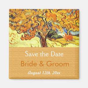 Die Maulbeerbäume Save-the-Date-Magnete. Vintage Magnet