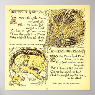 Die Maus und der Löwe Walter Crane Poster