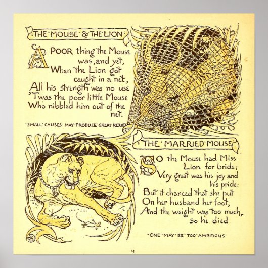 Die Maus und der Löwe Walter Crane Poster (Vorne)