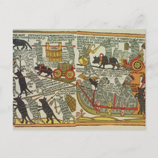 Die Mäuse begraben die Katze, Russisch, Ende des 1 Postkarte (Vorderseite)