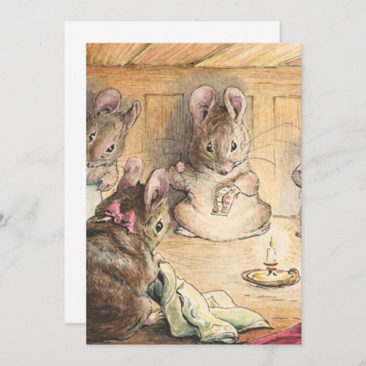Die Mäuse säen von Beatrix Potter Einladung (Vorne/Hinten)