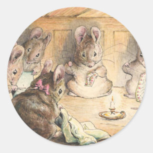 Die Mäuse säen von Beatrix Potter Runder Aufkleber