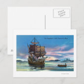 Die Mayflower Landung in 1620 Szene Postkarte (Vorne/Hinten)