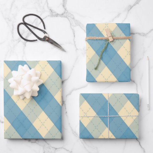 Die MeanClique Blue-Raute Geschenkpapier Set (Vorderseite)