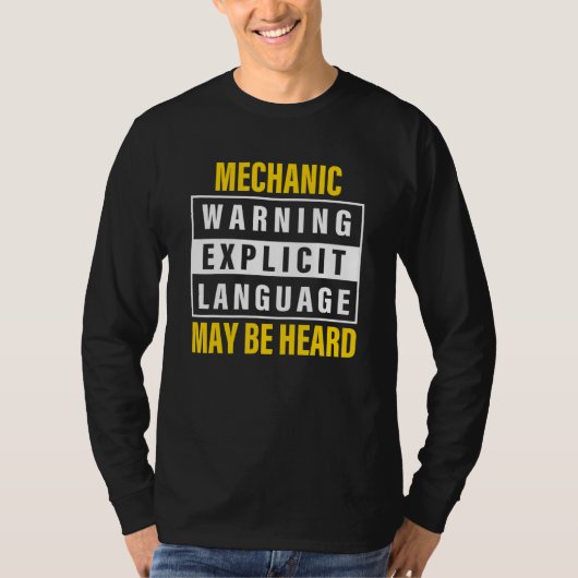 Die mechanische Warnung, dass explizite Sprache an T-Shirt (Vorderseite)