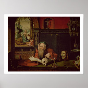 Die Meditation von St. Jerome (Öl auf Tafel) Poster