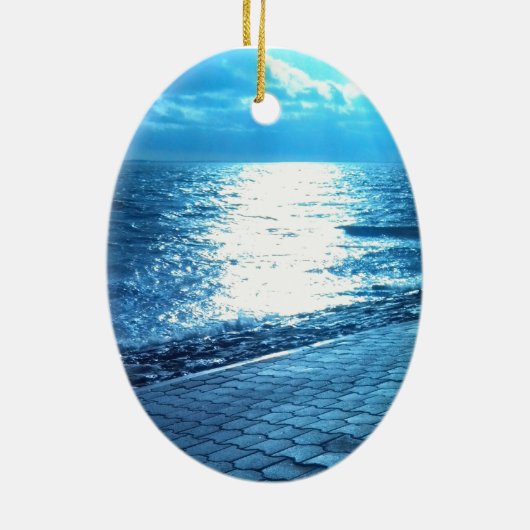 Die Meeresküste, das ruhige blaue Foto der Natur Keramikornament (Hinten)