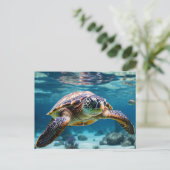 Die Meeresschildkröte im Ozean Postkarte (Stehend Vorderseite)