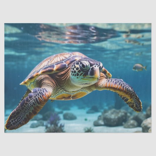 Die Meeresschildkröte im Ozean Seidenpapier (Vorderseite)