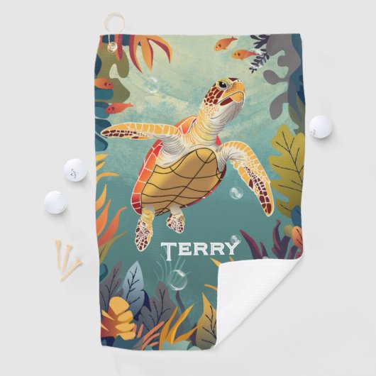 Die Meeresschildkröten schwimmen im Pazifik Golfhandtuch (Insitu)