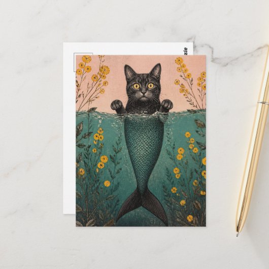 Die Meerjungfrau Kitty Postkarte (Vorderseite/Rückseite Beispiel)